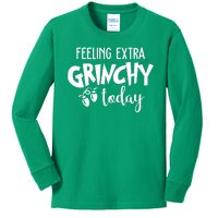 Feeling Extra Grinchy Today Funny Christmas Kids Long Sleeve Shirt