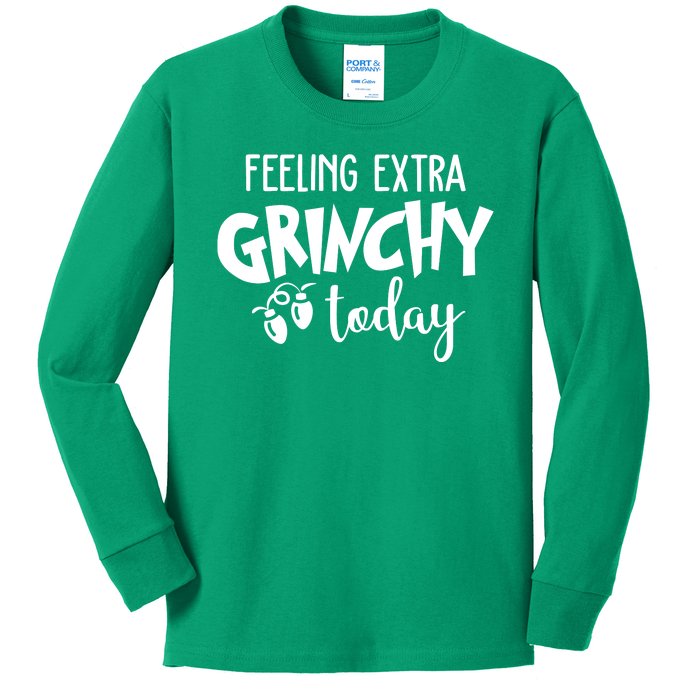 Feeling Extra Grinchy Today Funny Christmas Kids Long Sleeve Shirt