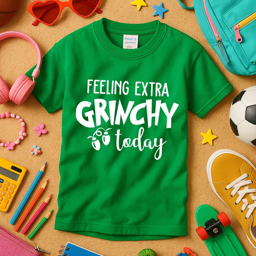 Feeling Extra Grinchy Today Funny Christmas Kids T-Shirt