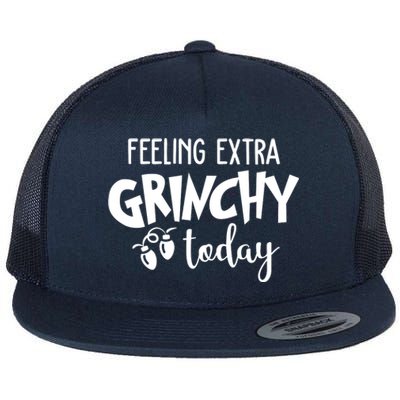 Feeling Extra Grinchy Today Funny Christmas Flat Bill Trucker Hat