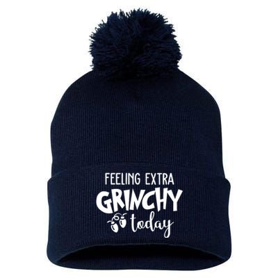 Feeling Extra Grinchy Today Funny Christmas Pom Pom 12in Knit Beanie