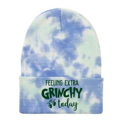 Feeling Extra Grinchy Today Funny Christmas Tie Dye 12in Knit Beanie