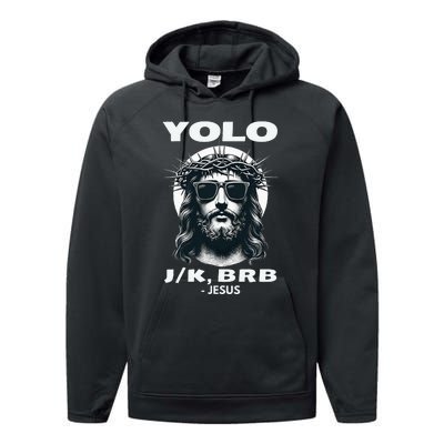 Funny Easter Gifts Christian Resurrection Yolo Jk Brb Jesus Performance Fleece Hoodie