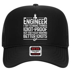 Funny Engineer Gift For Men Women Cool Engineering Mechanic High Crown Mesh Back Trucker Hat