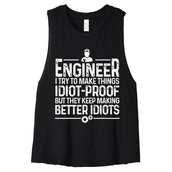 Funny Engineer Gift For Men Women Cool Engineering Mechanic Women's Racerback Cropped Tank