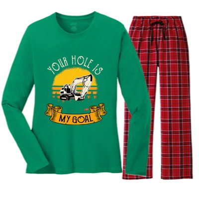 Funny Excavator Gift Saying Construction Site Women's Long Sleeve Flannel Pajama Set 