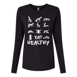 Funny Eat Healthy Dirty Adult Humor Saying Joke Womens Cotton Relaxed Long Sleeve T-Shirt