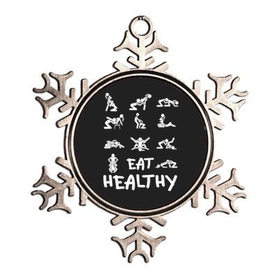 Funny Eat Healthy Dirty Adult Humor Saying Joke Metallic Star Ornament