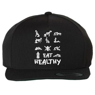 Funny Eat Healthy Dirty Adult Humor Saying Joke Wool Snapback Cap