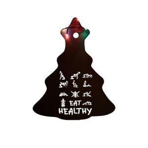 Funny Eat Healthy Dirty Adult Humor Saying Joke Ceramic Tree Ornament