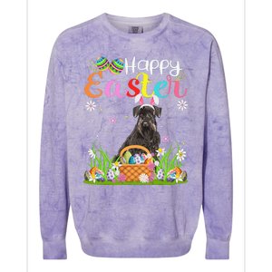 Funny Egg Hunting Bunny Giant Schnauzer Dog Happy Easter Colorblast Crewneck Sweatshirt