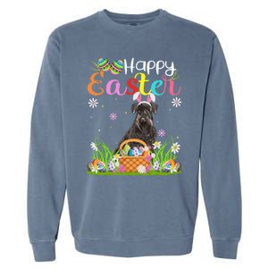 Funny Egg Hunting Bunny Giant Schnauzer Dog Happy Easter Garment-Dyed Sweatshirt