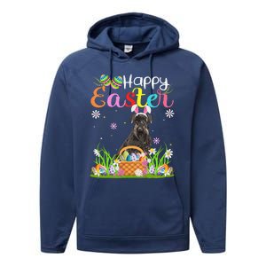 Funny Egg Hunting Bunny Giant Schnauzer Dog Happy Easter Performance Fleece Hoodie