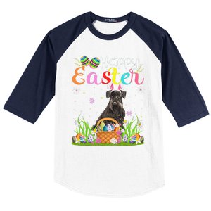 Funny Egg Hunting Bunny Giant Schnauzer Dog Happy Easter Baseball Sleeve Shirt