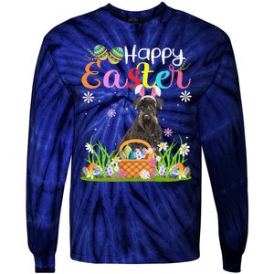 Funny Egg Hunting Bunny Giant Schnauzer Dog Happy Easter Tie-Dye Long Sleeve Shirt