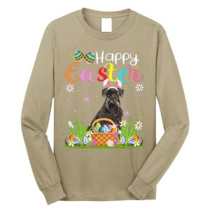 Funny Egg Hunting Bunny Giant Schnauzer Dog Happy Easter Long Sleeve Shirt