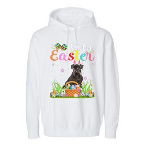 Funny Egg Hunting Bunny Giant Schnauzer Dog Happy Easter Garment-Dyed Fleece Hoodie