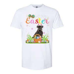 Funny Egg Hunting Bunny Giant Schnauzer Dog Happy Easter Softstyle CVC T-Shirt