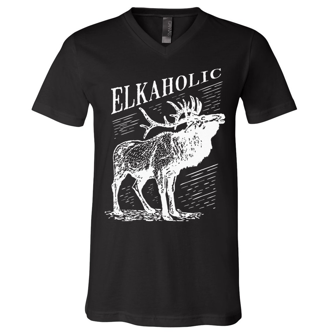 Funny Elk Hunting Elkaholic For Hunters V-Neck T-Shirt