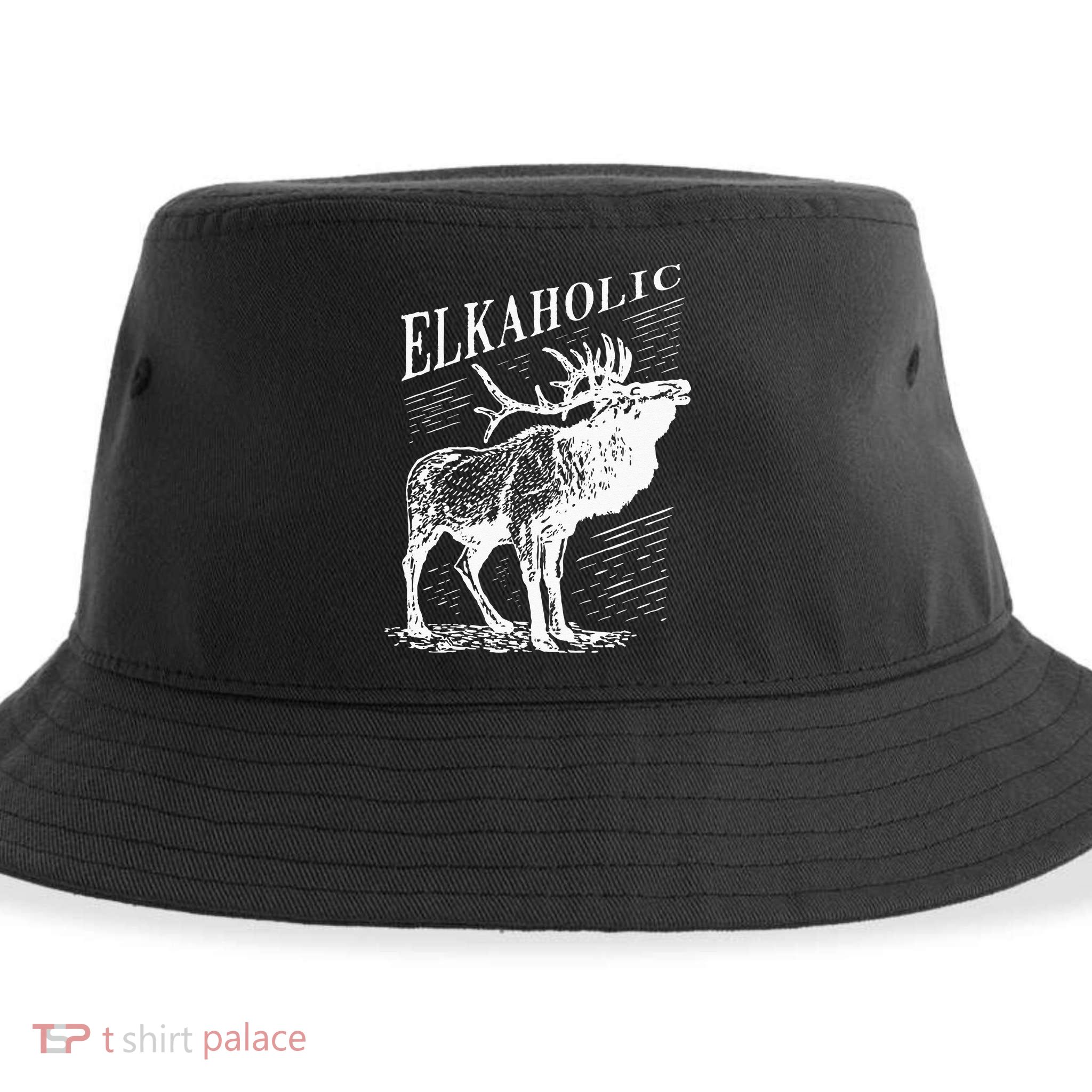 Funny Elk Hunting Elkaholic For Hunters Sustainable Bucket Hat