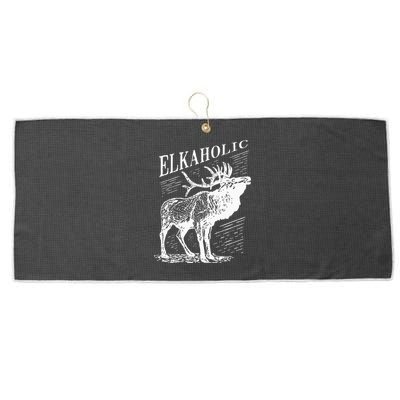 Funny Elk Hunting Elkaholic For Hunters Large Microfiber Waffle Golf Towel