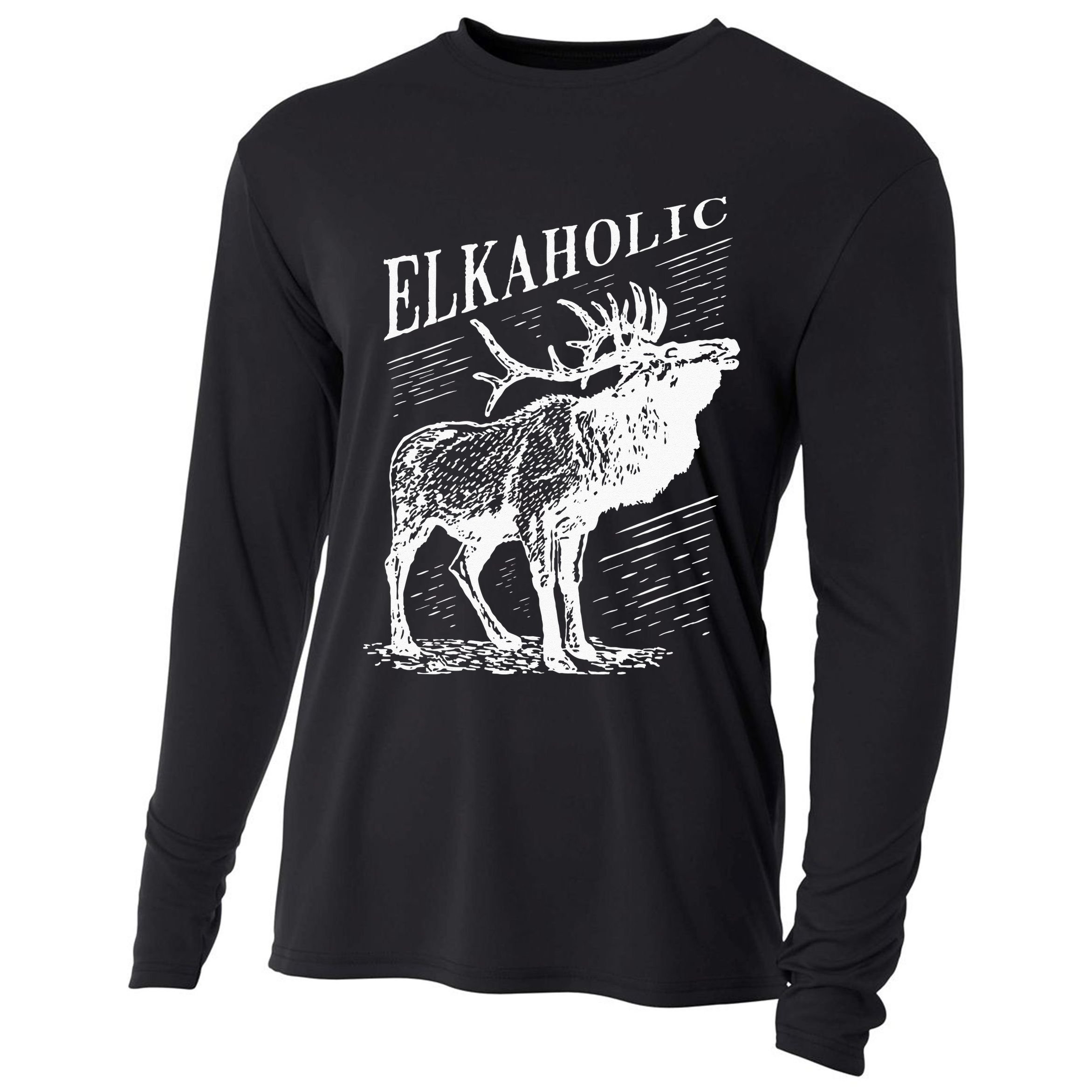 Funny Elk Hunting Elkaholic For Hunters Cooling Performance Long Sleeve Crew