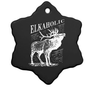 Funny Elk Hunting Elkaholic For Hunters Ceramic Star Ornament