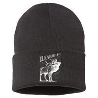 Funny Elk Hunting Elkaholic For Hunters Sustainable Knit Beanie