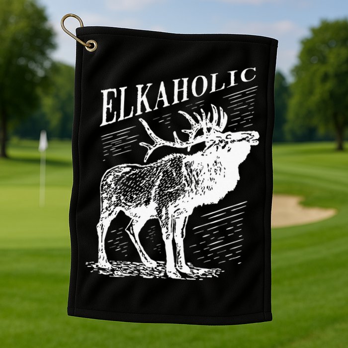 Funny Elk Hunting Elkaholic For Hunters Golf Towel
