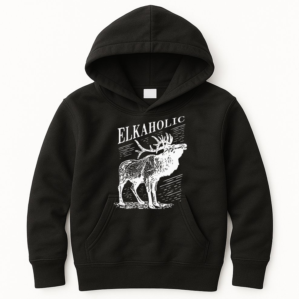 Funny Elk Hunting Elkaholic For Hunters Kids Hoodie