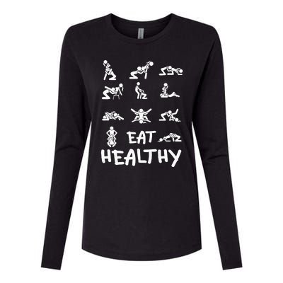 Funny Eat Healthy Dirty Womens Cotton Relaxed Long Sleeve T-Shirt