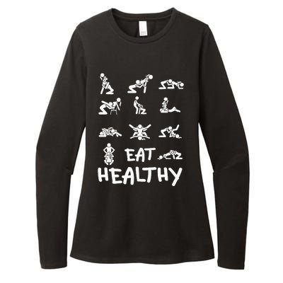 Funny Eat Healthy Dirty Womens CVC Long Sleeve Shirt