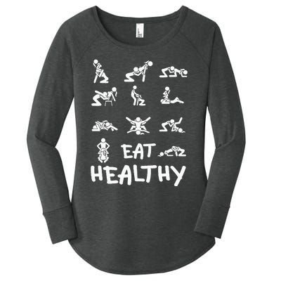 Funny Eat Healthy Dirty Women's Perfect Tri Tunic Long Sleeve Shirt