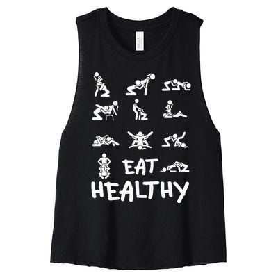 Funny Eat Healthy Dirty Women's Racerback Cropped Tank