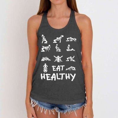 Funny Eat Healthy Dirty Women's Knotted Racerback Tank