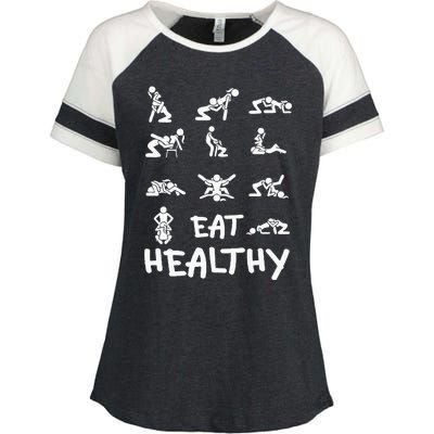 Funny Eat Healthy Dirty Enza Ladies Jersey Colorblock Tee