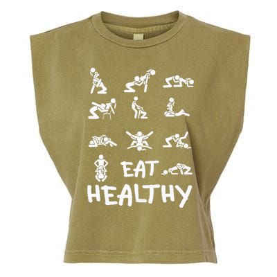 Funny Eat Healthy Dirty Garment-Dyed Women's Muscle Tee