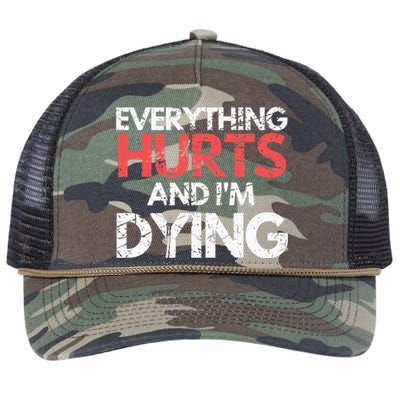 Funny Everything Hurts I'm Dying Fitness Workout Gym Retro Rope Trucker Hat Cap