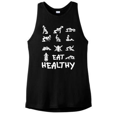 Funny Eat Healthy Dirty Adult Humor Saying Joke Ladies PosiCharge Tri-Blend Wicking Tank