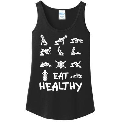 Funny Eat Healthy Dirty Adult Humor Saying Joke Ladies Essential Tank