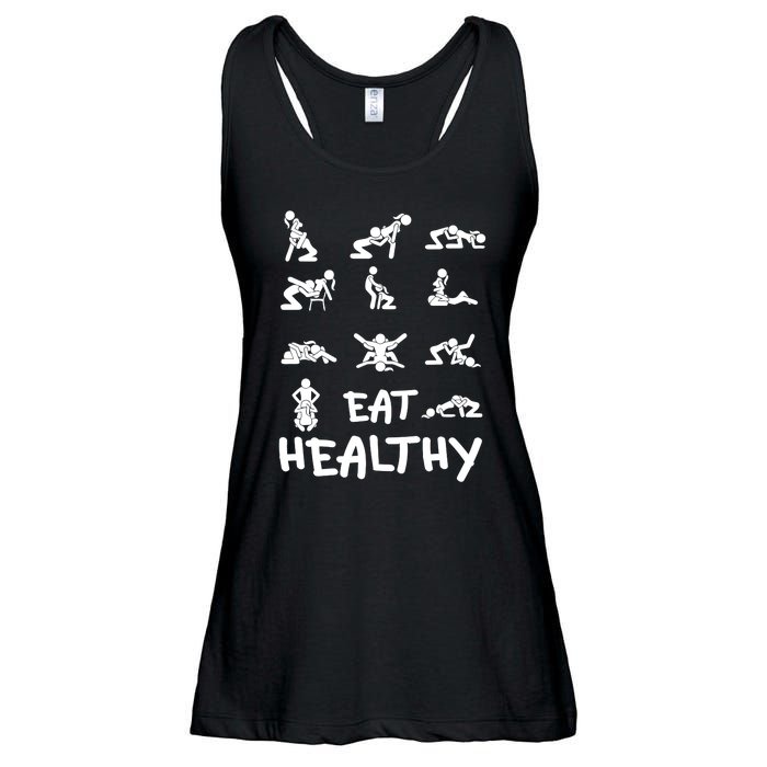 Funny Eat Healthy Dirty Adult Humor Saying Joke Ladies Essential Flowy Tank