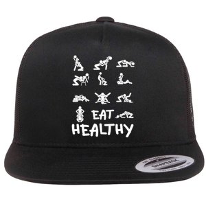 Funny Eat Healthy Dirty Adult Humor Saying Joke Flat Bill Trucker Hat