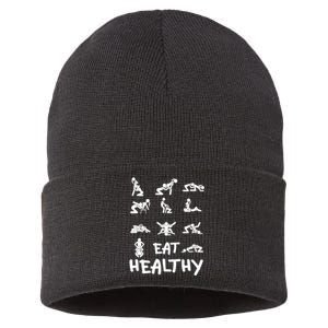 Funny Eat Healthy Dirty Adult Humor Saying Joke Sustainable Knit Beanie