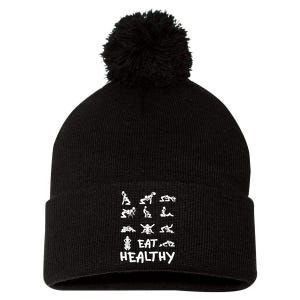 Funny Eat Healthy Dirty Adult Humor Saying Joke Pom Pom 12in Knit Beanie