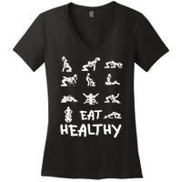 Funny Eat Healthy Dirty Adult Humor Saying Joke Women's V-Neck T-Shirt