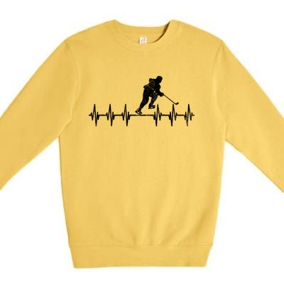 Funny Ekg Hockey Game Graphic Ice Hockey Heartbeat Meaningful Gift Premium Crewneck Sweatshirt