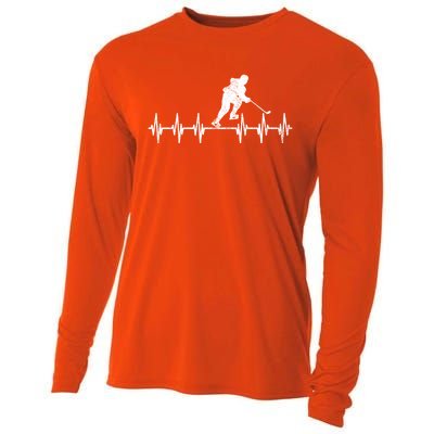 Funny Ekg Hockey Game Graphic Ice Hockey Heartbeat Meaningful Gift Cooling Performance Long Sleeve Crew