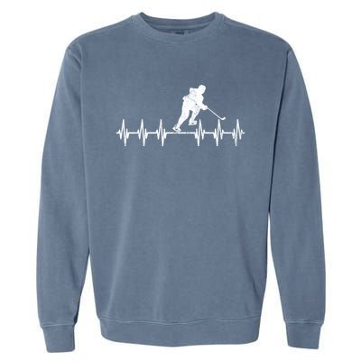 Funny Ekg Hockey Game Graphic Ice Hockey Heartbeat Meaningful Gift Garment-Dyed Sweatshirt