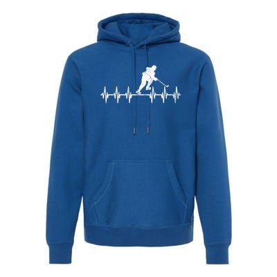 Funny Ekg Hockey Game Graphic Ice Hockey Heartbeat Meaningful Gift Premium Hoodie