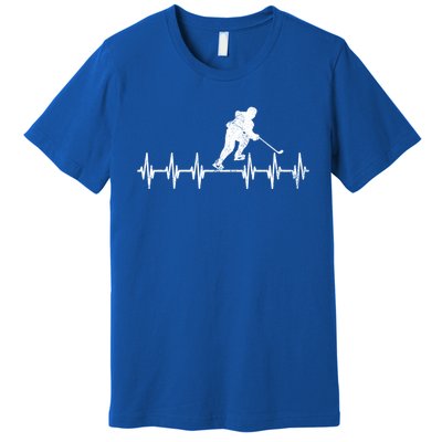 Funny Ekg Hockey Game Graphic Ice Hockey Heartbeat Meaningful Gift Premium T-Shirt